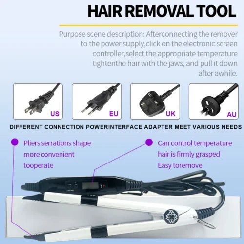 Kit di strumenti per estensioni dei capelli tutto in uno con colla a V, macchina per l'estensione dei capelli a luce UV e apparecchi per lo styling - immagine 5