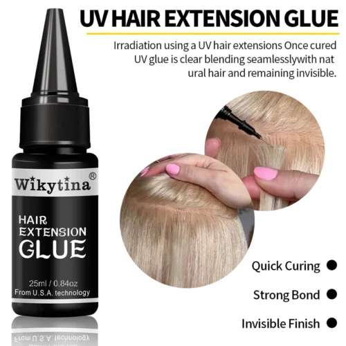 Kit di strumenti per estensioni dei capelli tutto in uno con colla a V, macchina per l'estensione dei capelli a luce UV e apparecchi per lo styling - immagine 3