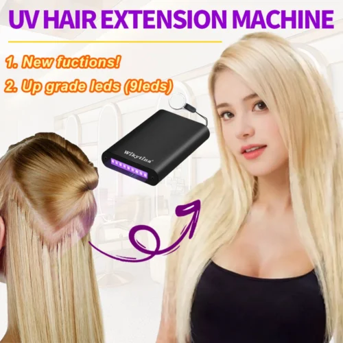 Kit di strumenti per estensioni dei capelli tutto in uno con colla a V, macchina per l'estensione dei capelli a luce UV e apparecchi per lo styling - immagine 2