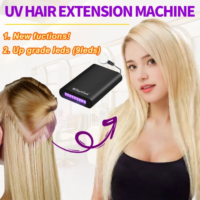 Kit di strumenti per estensioni dei capelli tutto in uno con colla a V, macchina per l'estensione dei capelli a luce UV e apparecchi per lo styling - immagine 2